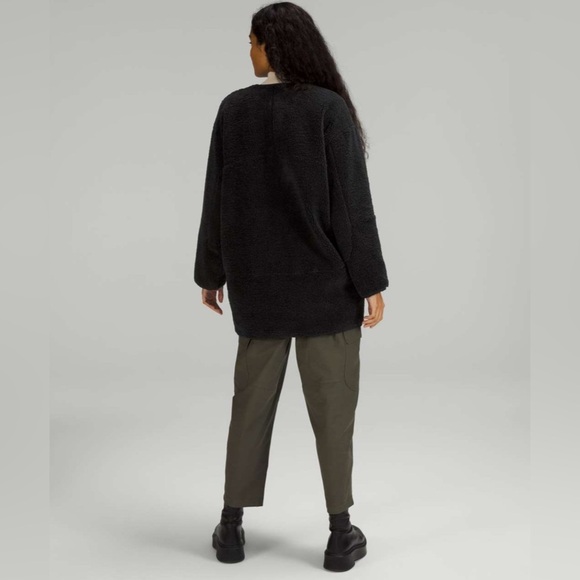 Lululemon Collarless Textured Fleece Full Zip Teddy Jacket in Black - Picture 2 of 11